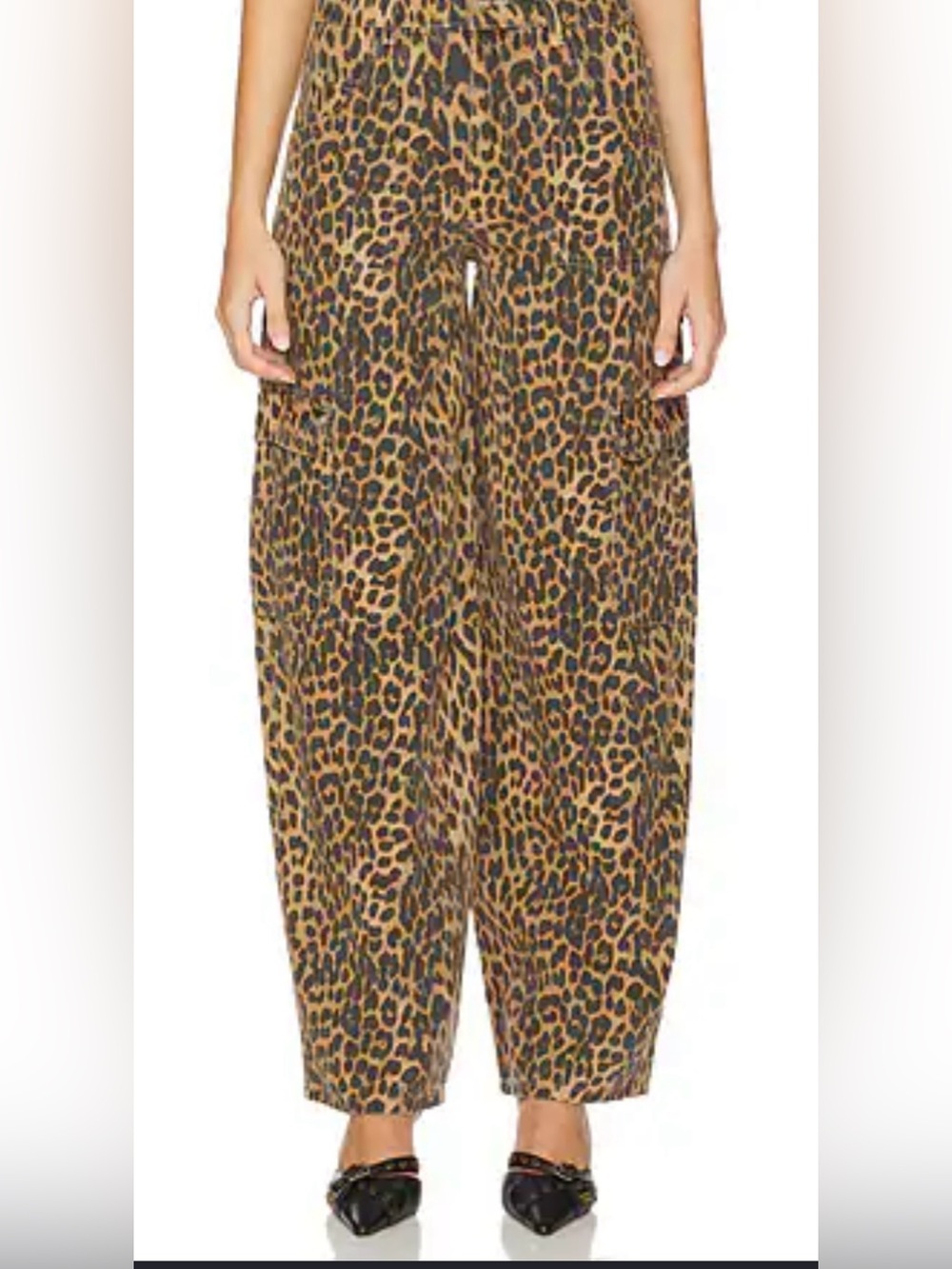 Leopard Print Wide-Leg Women's Jeans - Brown/Black